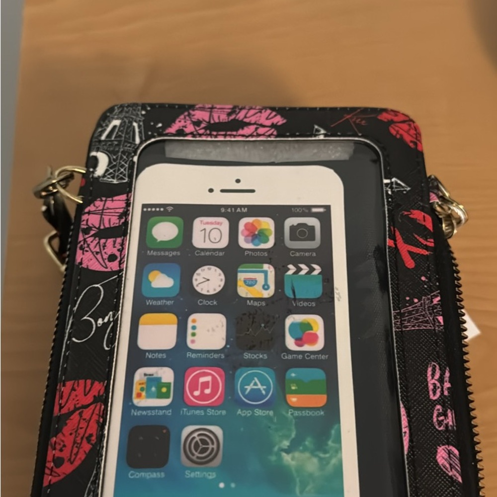 Stylish Black and Pink Phone Wallet Case